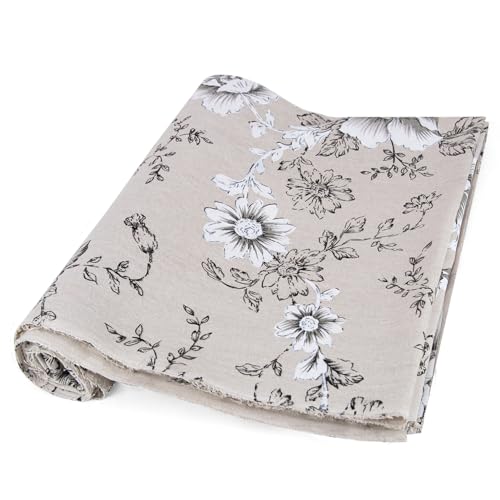 Linen Floral Upholstery Fabric by The Yard,2 Yard 62 Inch Width - size: 2 Yard