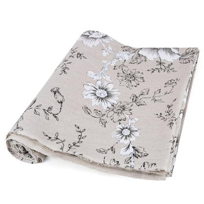 Linen Floral Upholstery Fabric by The Yard,5 Yard 62 Inch Width - size: 5 Yard