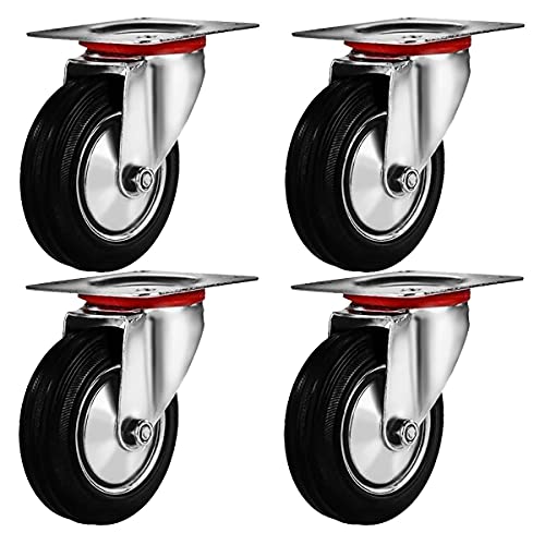 4 Pack 3" Swivel Caster Wheels Rubber Base with Top Plate & Bearing Heavy Duty - size: 3 inches - 4 pack - No Brake