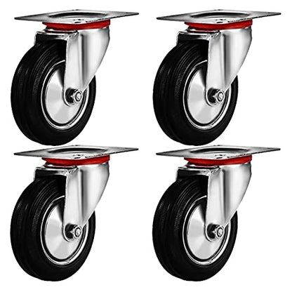 4 Pack 3" Swivel Caster Wheels Rubber Base with Top Plate & Bearing Heavy Duty - size: 3 inches - 4 pack - No Brake