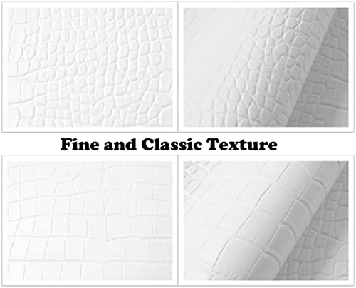 Wento Alligator Skin PU Leather Fabric Faux Leather Fabric Crocodile Fabric Leather Upholstery Fabric By the Yard - color: Pattern(b) White, size: 1 Yard (54" x 36")
