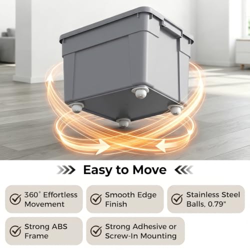 Self Adhesive Caster Wheels: 360° Swivel Bulk Pack (White, 8pcs - color: White, size: 8pcs