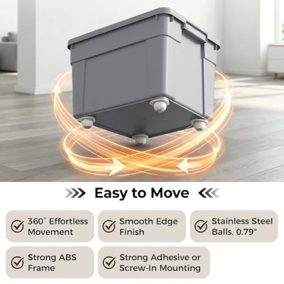 Self Adhesive Caster Wheels: 360° Swivel Bulk Pack (White, 8pcs - color: White, size: 8pcs