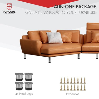 2 Inch Heavy-Duty Metal Furniture Legs 4-Pack Modern Round Feet - size: 2"/5cm