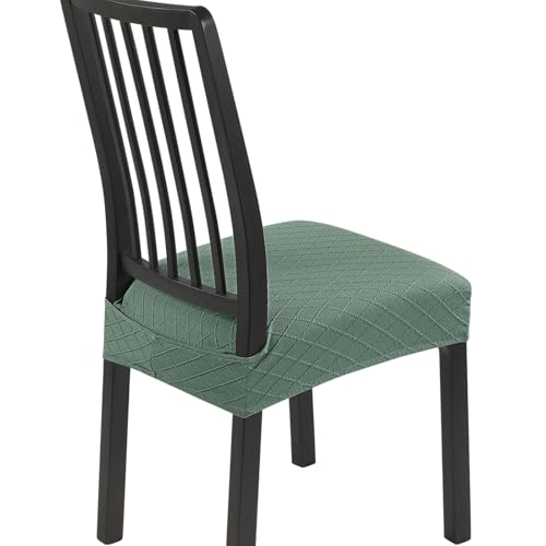 SearchI Dining Chair Seat Covers Set of 4, Rear Covered, Check Green - color: Check Jacquard Green