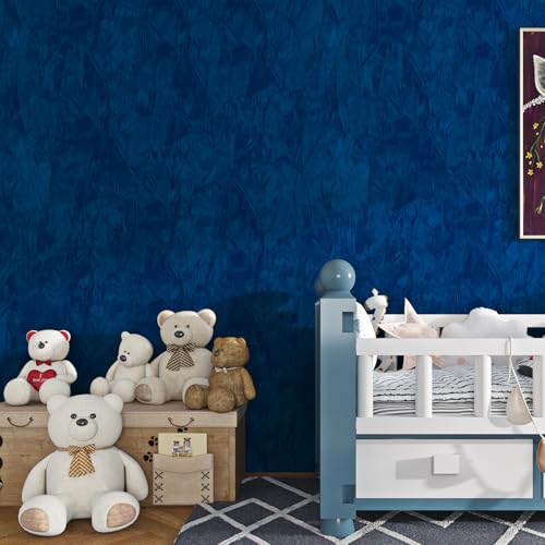 ReWallpaper Navy Blue Peel and Stick Wallpaper Removable Luxury Velvet Contact Paper 17.5in x 23ft Self Adhesive Velvet Flocking Wallpaper Textured Blue Felt Wall Paper Roll for Nursery Kids Bedroom - color: Blue Velvet, size: 17.5in x 23ft