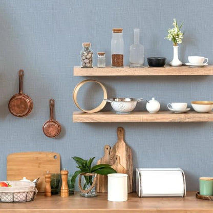wishFIRE Grasscloth Peel and Stick Wallpaper 15.7"X120" Blue Contact Paper Texture Thick Vinyl Wall Paper Waterproof for Bedroom Living Room Cabinets Counter Top Liners - color: Blue, size: 15.7" x 120"
