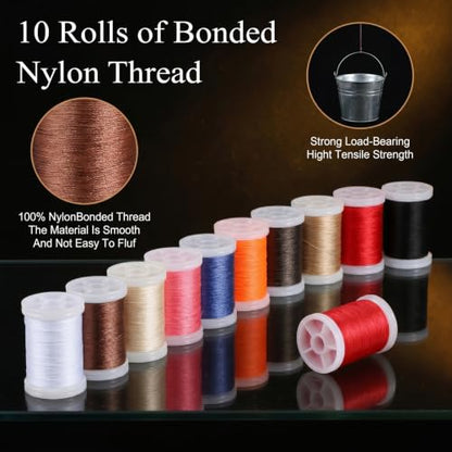 10 Spools Heavy Duty Upholstery Thread Kit 328 Yards Bonded Nylon Thread