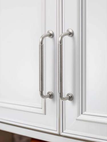 10 Pack Brushed Nickel Cabinet Pulls 5" Hole Center Silver Drawer Handles Kitchen Cupboard Bathroom Dresser Cabinet Hardware Spiral Zinc Alloy - size: 5"(128mm) Hole Center, style: 10 Pack