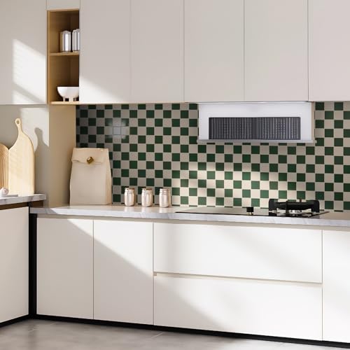 Art3d Grid Tile Peel and Stick Backsplash, 10-Pack, Dark-Green & Warm White - color: Dark-green and Warm White