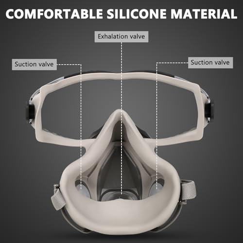 Reusable Respirator Gas Mask with Goggles, Adjustable Strap for Painting