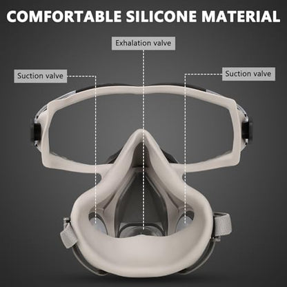 Reusable Respirator Gas Mask with Goggles, Adjustable Strap for Painting