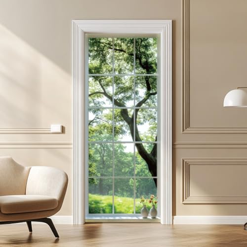 arricraft 2 Sheets Self-Adhesive Door Sticker, 80cmx200cm/31.5x78.7inch Windowsills Theme Door Murals Stickers PVC Removable Wallpaper Decoration for Home Bedrooms Living Room - style: Windowsills