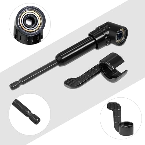 Guyuyii 90°/105° Right Angle Drill Attachment Kit and 11.8" Flex Extension - color: Black, Set of 3