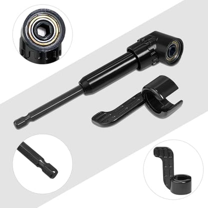 Guyuyii 90°/105° Right Angle Drill Attachment Kit and 11.8" Flex Extension - color: Black, Set of 3
