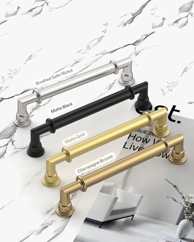 10 Pack 6.3''(160mm) Brushed Gold Cabinet Pulls, Kitchen Cabinet Handles for Bathroom Cupboard Pulls - color: Matte Gold, size: 6.3" Hole Center