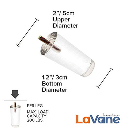 La Vane 6 inch Acrylic Tapered Furniture Legs with M8 Bolts & Plates,4PCS - size: 6"/15cm