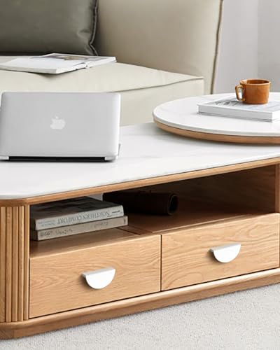 4 Pack Modern Warm White Closet Door Pulls Half Moon Kitchen Cabinet Handles Drawers Handles 2.5 Inch Hole Center Half Circle Finger Pulls - color: White, size: 2.5 Inch