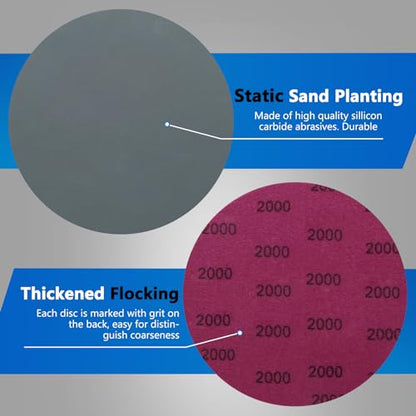 VIBRATITE 2000 Grit 5 Inch Hook & Loop Sanding Discs, 70PCS - size: 5 Inch (2000 Grit)