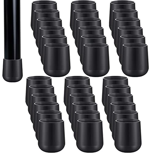 Jetec 36 Pcs 7/8 Inch Folding Chair Leg Caps Round Protectors, Black - color: Black, size: 7/8in