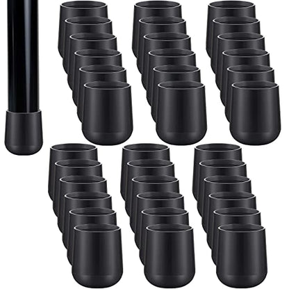 Jetec 36 Pcs 7/8 Inch Folding Chair Leg Caps Round Protectors, Black - color: Black, size: 7/8in