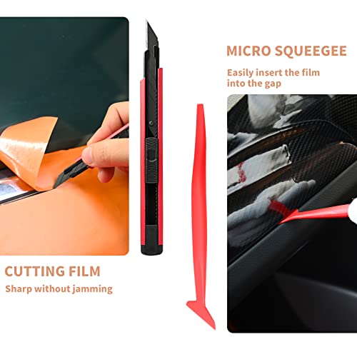 Gomake Vinyl Wrap Tool Kit Car Window Tint Installation Tools Wrapping Kit - color: Red