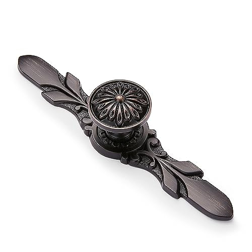 10 Pack 1.22 Inch Daisy Oil Rubbed Bronze Cabinet Knobs with Backplate - color: Oil Rubbed Bronze