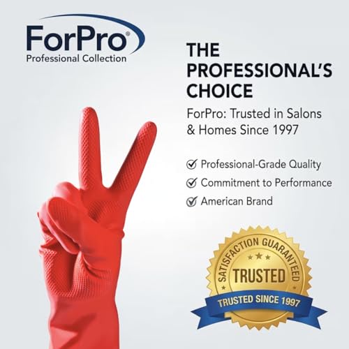 ForPro Premium Natural Rubber Gloves, 6-Pair, Medium, Wild Cherry - color: Wild Cherry, size: Medium