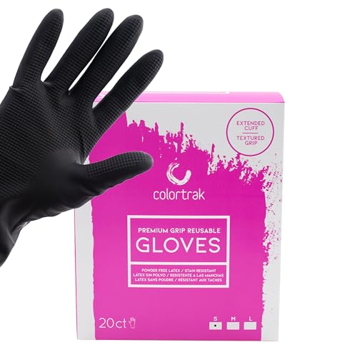 Colortrak Reusable Latex Salon Gloves, Black, 20 Count, Small - size: Small (20 Count)