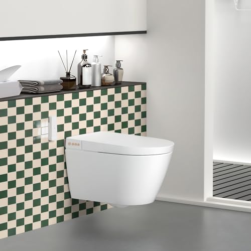Art3d Grid Tile Peel and Stick Backsplash, 10-Pack, Dark-Green & Warm White - color: Dark-green and Warm White