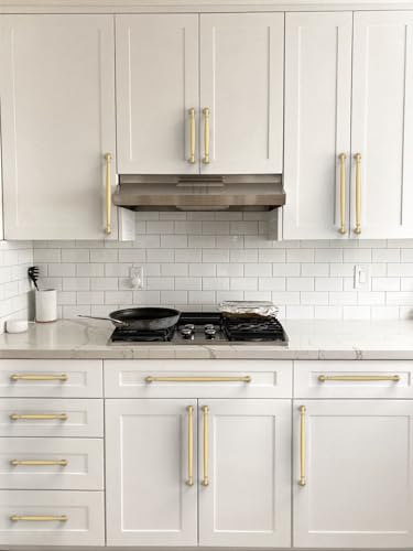 10 Pack Brushed Gold Cabinet Pulls 10 Inch(254mm) Kitchen Cabinet Handles Solid Zinc Alloy Cabinet Hardware Drawer Pulls - color: Brushed Gold, size: 10" Hole Center