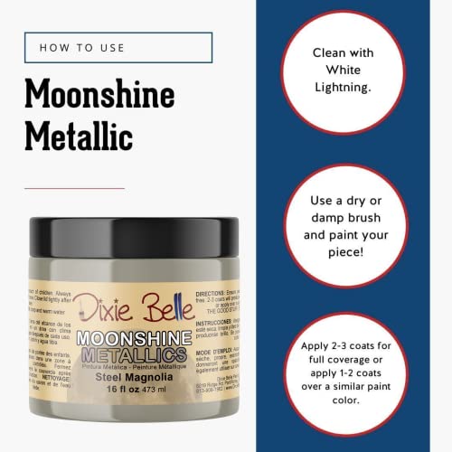 Dixie Belle Paint Company Moonshine Metallics - Steel Magnolia (16oz) - color: Steel Magnolia, style: 16 Fl Oz (Pack of 1)
