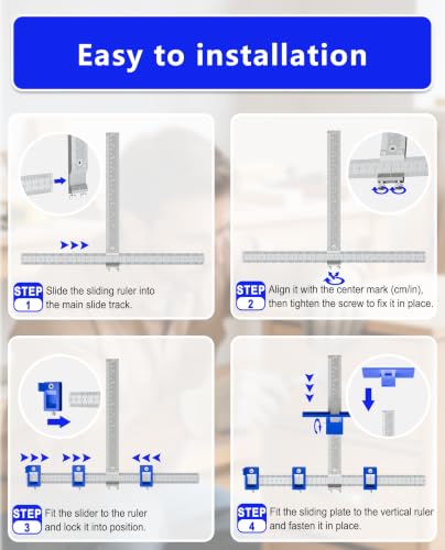 Cabinet Hardware Jig, Cabinet Handle Template with Center Punch. - color: Blue