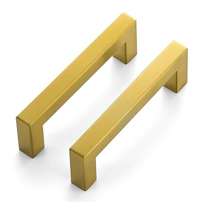 Ravinte Hardware Gold Cabinet Handles Drawer Pulls 3.75 Inch CC 25 Pack - color: Gold Square, size: 3-3/4" Hole Center