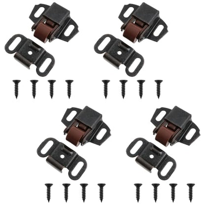 4 Sets Cabinet Door Latch, Single Roller Catch with Mounting Screws - color: Redish-brown