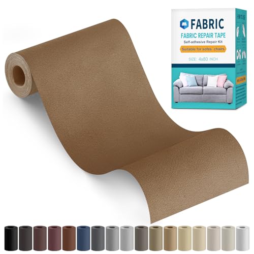 Fabric Repair Tape, 4"x79" Self-Adhesive Linen Repair Tape Patch Kit Brown - color: Brown, size: 4" x 79"