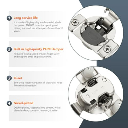 Satin Nickel Cabinet Hinges, 5/8 Inch Overlay, 2 Pack(1 Pairs) - size: 5/8 inch Overlay
