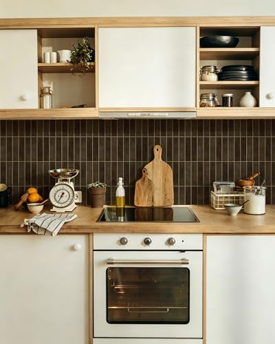 MORCART 10PCS 11.8"x11.8" Peel and Stick Backsplash, Dark Brown - color: Dark Brown