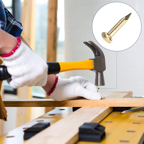M METERXITY 100-Pack Small Tiny Nails, 1.2mm x 8mm Brass Precision MIni Nails Hardware Round Head for Wooden/DIY Crafts Decorative/Household Accessories/Picture Hanging - size: 1.2mm x 8mm