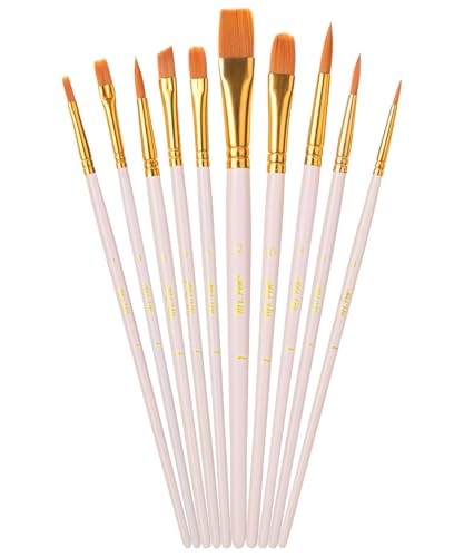 Mr. Pen- Acrylic Paint Brushes Set, 10 Pack, Round & Pointed Tip - color: Beige, size: 10 Pcs