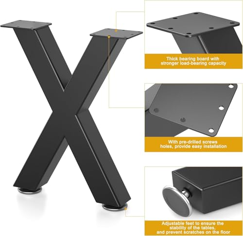 28" Metal Coffee Table Legs, X-Type Set of 2, 71 cm H x 45 cm W - size: 28" X-Type