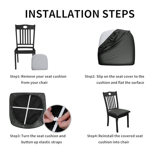 Easy-Going Waterproof PU Leather Seat Covers for Dining Room Chairs Set of 4, Dark Gray - color: Dark Gray