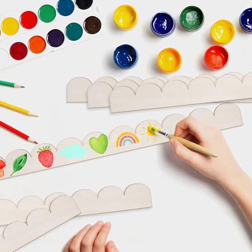 Decorative Scalloped Wood Trim, Scallop Wood Moldings & Trims, 12 Pack 1.58″ x 15.8″ Unfinished Moulding Trims for Wall Cabinet Shelf Window Door - size: 1.58 × 15.8 inch