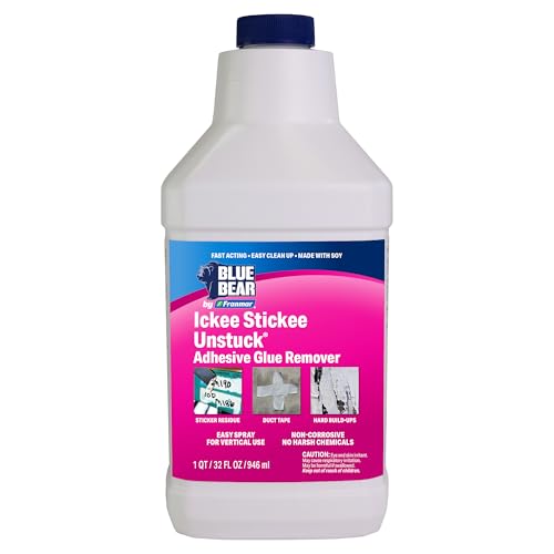 Blue Bear Ickee Stickee Unstuck Adhesive Remover, Fast-Acting, 1 Qt