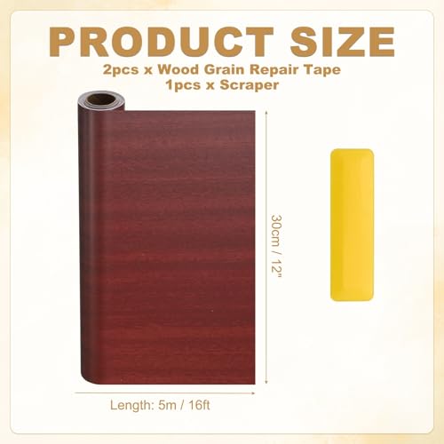 HARFINGTON Wood Grain Repair Tape 12" x16ft Self-Adhesive Repair Patch - color: Walnut, size: 12" x 16ft