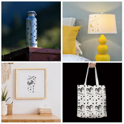 12 Pcs Stars Decorative Stencils, 12 Styles Star and Moon Stencil Reusable Star Zodiac Constellation Painting Stencils for Painting on Furniture Scrapbook Decor - style: Star and Moon