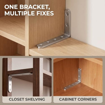 25Pcs Stainless Steel Angle Brackets 3”x 5” Heavy Duty Corner Brackets - size: Silver-5x3 Inch
