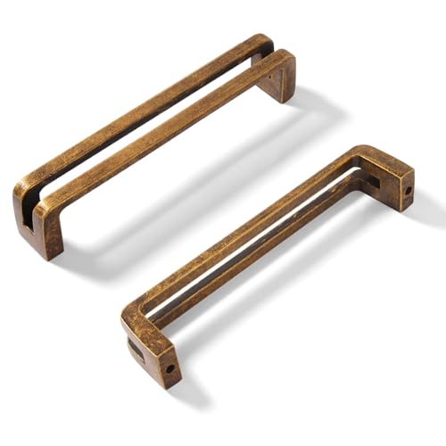 6 Pack Antique Brass zinc Alloy Cabinet pulls,Vintage Retro 3-3/4 Inch （96mm） Hole Center Cabinet Handles for Drawer,Cupboard, Wardrobe,Dresser 7600 - color: Antique Brass, size: 3-3/4 Inch Hole Center