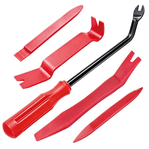 5Pcs Car Trim Removal Tool Kit, Plastic Pry Tools and Clip Remover for Automotive Interior Door Panel, Dashboard, Upholstery and Audio System Repair, Universal Fit for Sedans, SUVs and Trucks