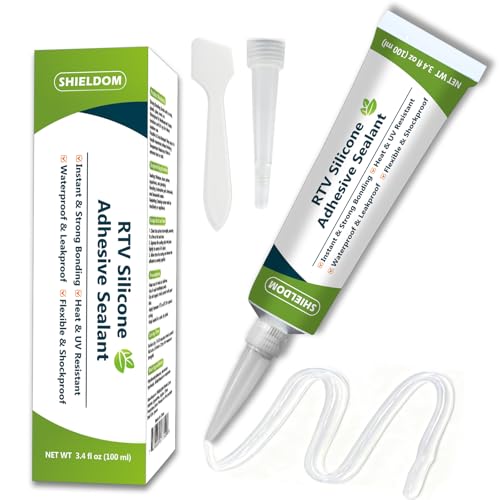 SHIELDOM RTV Silicone Adhesive Sealant 100% Silicone Sealer All-Purpose Caulk Waterproof Stronger Adhesion, Shrink & Crack Proof Caulking for Car, Kitchen, Window, Bathroom, Door (Clear, 3.4 Fl. Oz.) - color: Clear